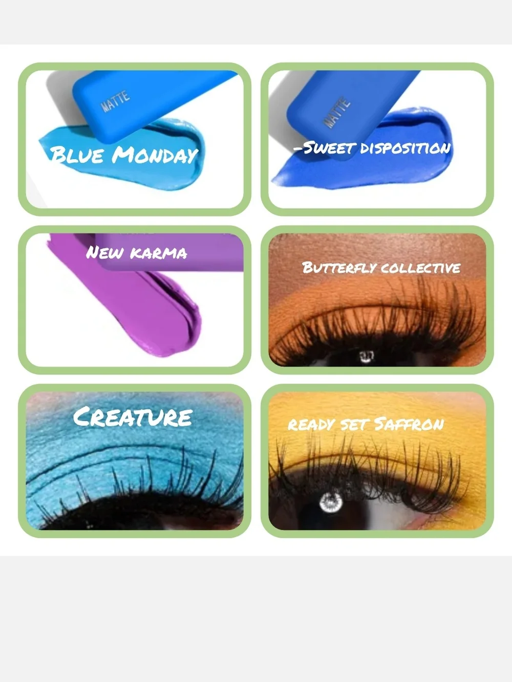 about-face eye shadowsticks (3) and eye paints ( 3) 3 Blue, Purple,orange Yellow